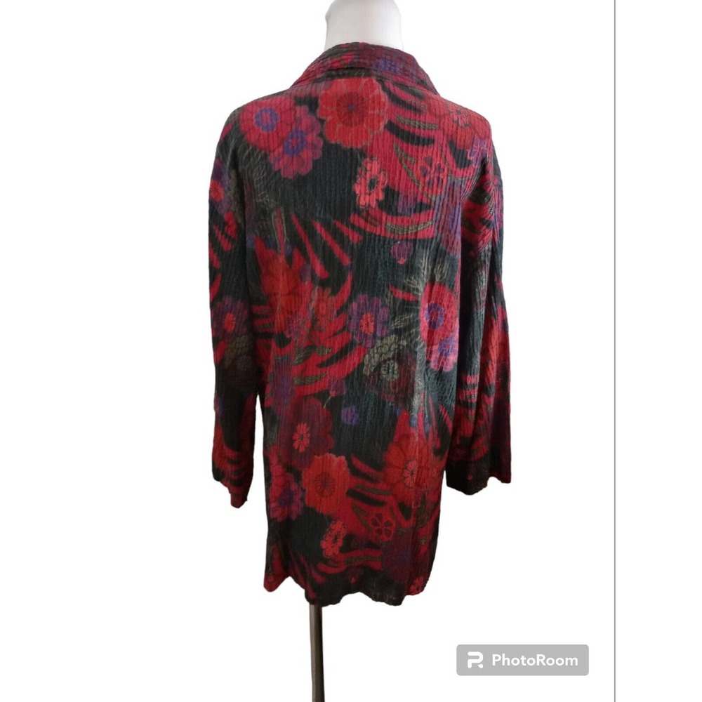 Chico’s design blouse Silk Size 3 XL Vtg Long Sleeves Buttoned 3/4 Sleeve Floral - Picture 3 of 10